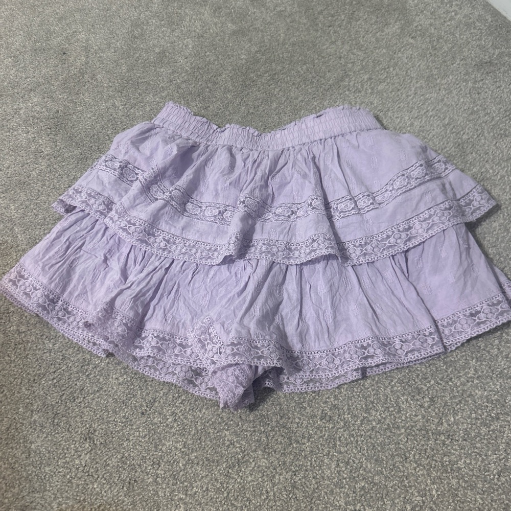 Altar'd State Lilac Lace Tiered Shorts